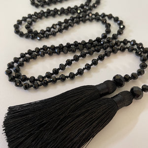 Double Tassel Necklace - Black