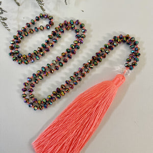 Tassel Necklace - Coral Paua