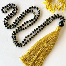 Load image into Gallery viewer, mustard black tassel necklace
