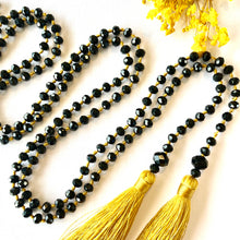 Load image into Gallery viewer, Double Tassel Necklace - Mustard Black
