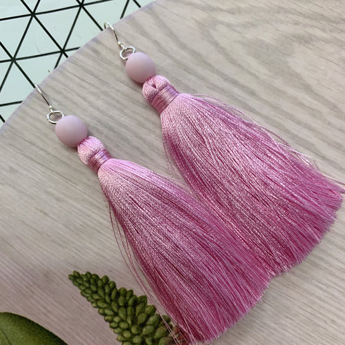 Pink Tassel Earrings My Tassel