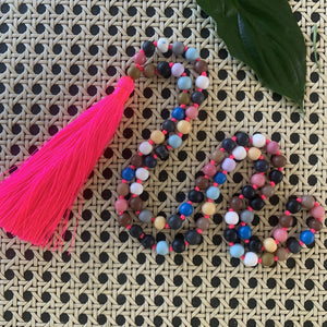 Sorbet Tassel Necklace - Hot Pink Multi Colour