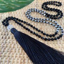 Load image into Gallery viewer, Crystal Tassel Necklace - Black Silver
