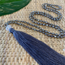 Load image into Gallery viewer, Crystal Tassel Necklace - Pewter

