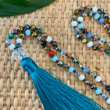 Load image into Gallery viewer, Crystal Tassel Necklace - Peacock Multi
