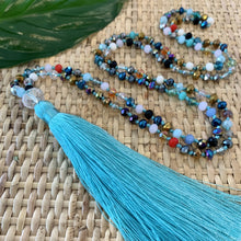 Load image into Gallery viewer, Crystal Tassel Necklace - Turquoise Multi
