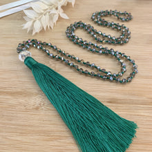 Load image into Gallery viewer, Crystal Tassel Necklace - Emerald
