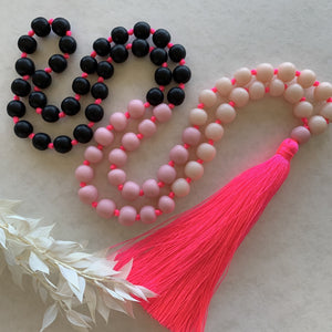 Sorbet Tassel Necklace - Hot pink black mix
