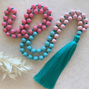 Sorbet Tassel Necklace- Turquoise Pink