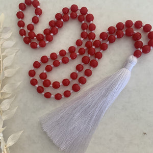 Sorbet Tassel Necklace - White and Red