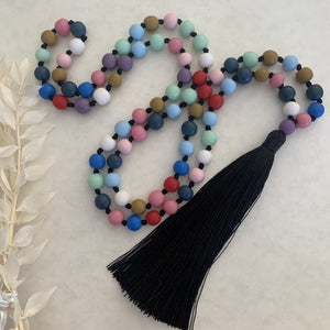 Multi Colour and Black Tassel necklace