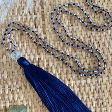 Load image into Gallery viewer, Single Crystal Tassel Navy Rose
