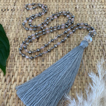 Load image into Gallery viewer, Crystal Tassel Necklace - Grey Pink Champagne

