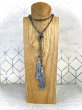 Load image into Gallery viewer, Double Tassel Necklace - Silver Grey
