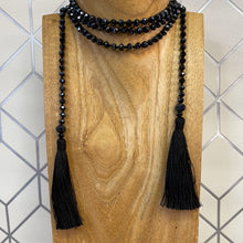 Load image into Gallery viewer, Double Tassel Necklace - Midnight Black
