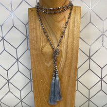 Load image into Gallery viewer, Double Tassel Necklace - Silver Grey

