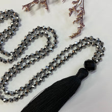 Load image into Gallery viewer, Crystal Tassel Necklace - Black Silver
