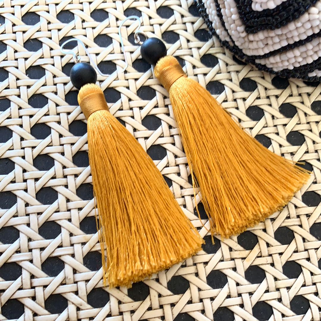 Mustard on sale tassel earrings