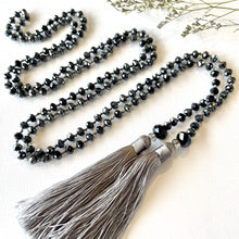 Load image into Gallery viewer, Double Tassel Necklace - Midnight Pewter

