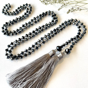 Double Tassel Necklace - Midnight Pewter