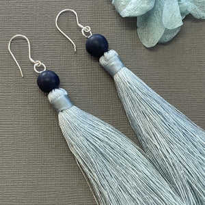 Tassel Earrings - Prussian Blue Grey