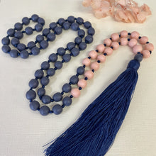 Load image into Gallery viewer, Sorbet Tassel Necklace - Navy Rose Duo
