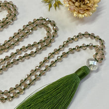 Load image into Gallery viewer, Crystal Tassel Necklace - Khaki Champagne
