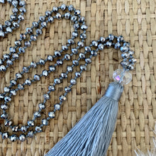 Load image into Gallery viewer, Crystal Tassel Necklace - Grey Silver
