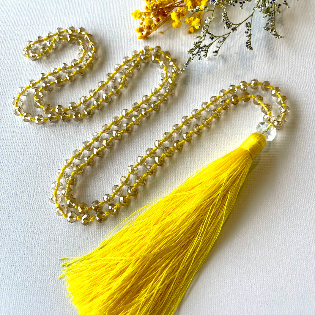 Crystal Tassel necklace - Yellow