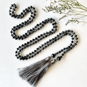 Double Tassel Necklace - Midnight Pewter